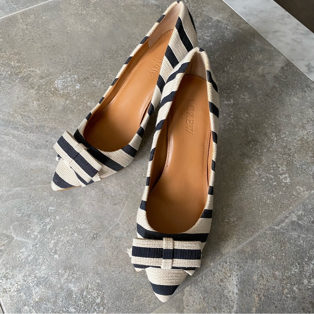 J. Crew Striped Pumps with Bows